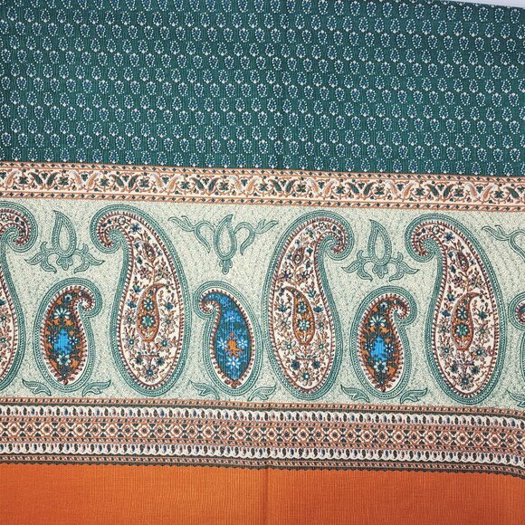 Upholstery Fabric by Concord Border Paisley Green Orange 54" x 42" - Picture 2 of 13